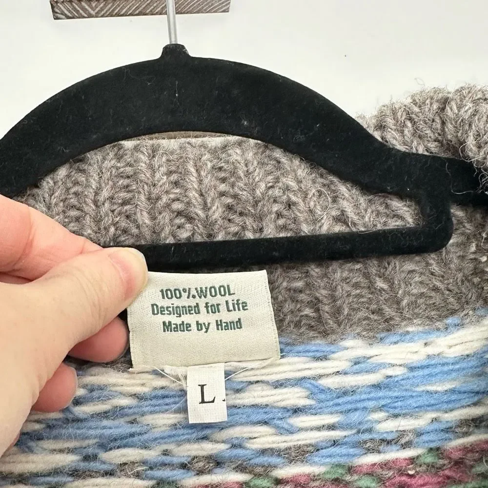 Pachamama Women’s Large Tintagel 100% Wool Multicolored Cardigan Made in Nepal - Picture 3 of 7